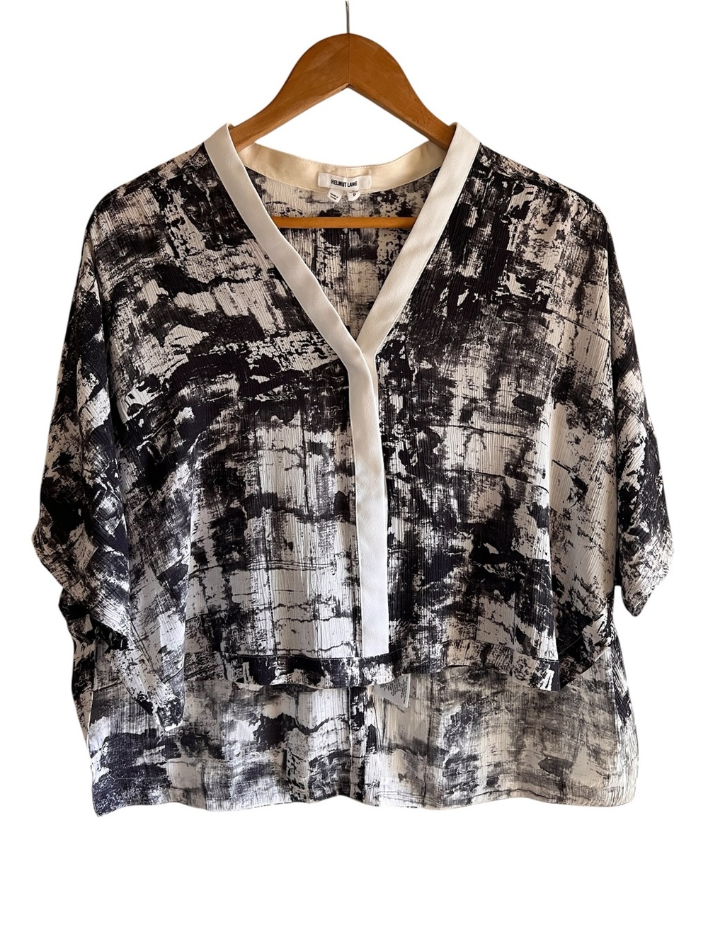 Helmut Lang crepe high low hem boxy fit cropped top size S excellent condition
